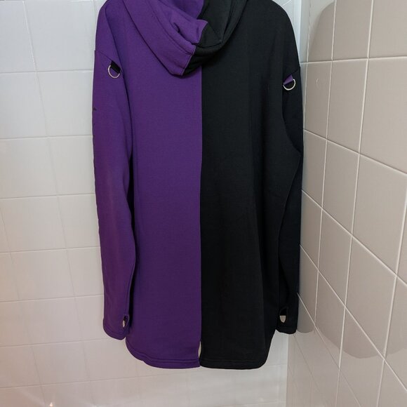 Vampire Freaks Black & Purple Split Mage Hoodie - Picture 8 of 15